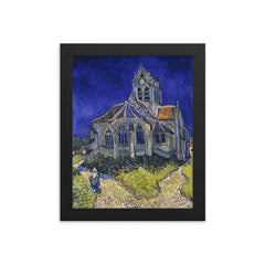 The Church at Auvers by Vincent van Gogh framed print on a plain backdrop in size 8"x10".
