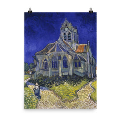 The Church at Auvers by Vincent van Gogh poster on a plain backdrop in size 8"x10".