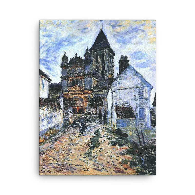 The Church by Claude Monet, 1878 canvas print on a plain backdrop in size 18