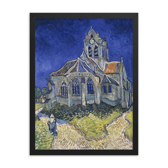 The Church in Auvers-sur-Oise, View from the Chevet by Vincent van Gogh, 1890 framed print on a plain backdrop in size 18"x24".
