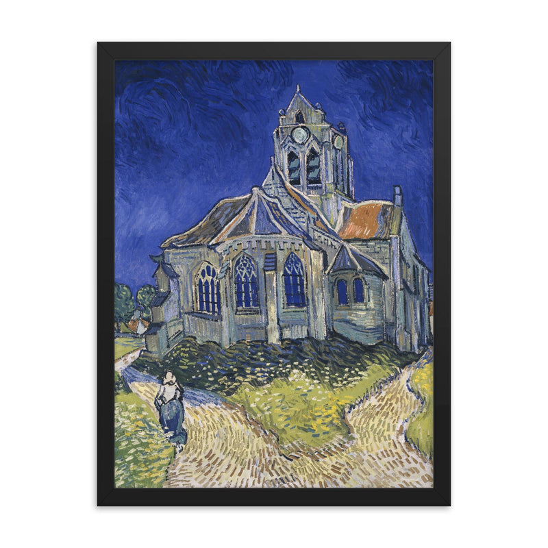 The Church in Auvers-sur-Oise, View from the Chevet by Vincent van Gogh, 1890 framed print on a plain backdrop in size 18