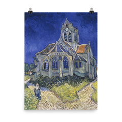 The Church in Auvers-sur-Oise, View from the Chevet by Vincent van Gogh, 1890 poster on a plain backdrop in size 8"x10".