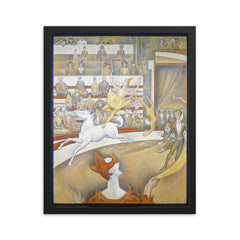 The Circus by Georges Seurat framed print on a plain backdrop in size 16"x20".