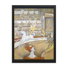 The Circus by Georges Seurat framed print on a plain backdrop in size 18"x24".