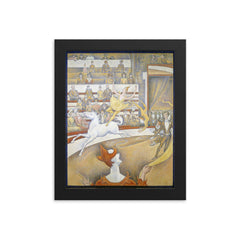 The Circus by Georges Seurat framed print on a plain backdrop in size 8"x10".