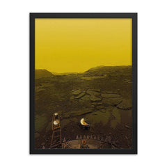 The clearest image ever taken of the surface of Venus framed print on a plain backdrop in size 18"x24".