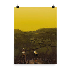 The clearest image ever taken of the surface of Venus poster on a plain backdrop in size 8"x10".