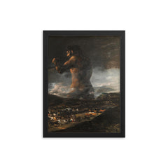 The Colossus by Francisco Goya framed print on a plain backdrop in size 12"x16".