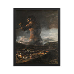 The Colossus by Francisco Goya framed print on a plain backdrop in size 16"x20".