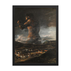 The Colossus by Francisco Goya framed print on a plain backdrop in size 18"x24".