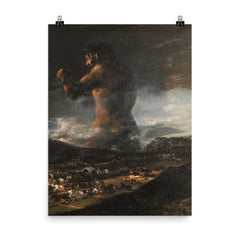 The Colossus by Francisco Goya poster on a plain backdrop in size 8"x10".