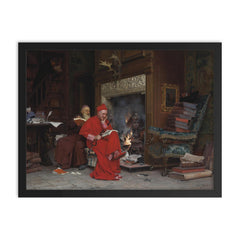 The Committee on Moral Books by Jehan-Georges Vibert, 1866 framed print on a plain backdrop in size 18"x24".
