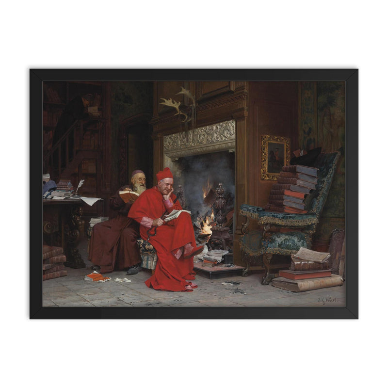 The Committee on Moral Books by Jehan-Georges Vibert, 1866 framed print on a plain backdrop in size 18