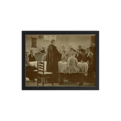 The Communion by Gari Melchers framed print on a plain backdrop in size 12"x16".