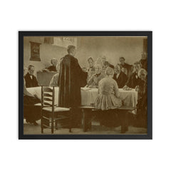 The Communion by Gari Melchers framed print on a plain backdrop in size 16"x20".