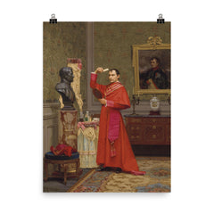 The Comparison by Jehan Georges Vibert poster on a plain backdrop in size 8"x10".