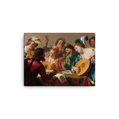 The Concert by Gerrit van Honthorst, 1623 canvas print on a plain backdrop in size 12"x16".