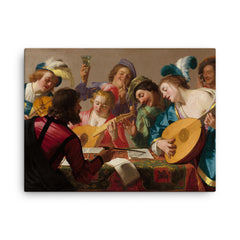 The Concert by Gerrit van Honthorst, 1623 canvas print on a plain backdrop in size 18"x24".