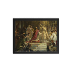 The Coronation of Charlemagne by Friedrich Kaulbach, 1861 framed print on a plain backdrop in size 12"x16".