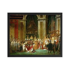 The Coronation of Napoleon by Jacques-Louis David framed print on a plain backdrop in size 16"x20".