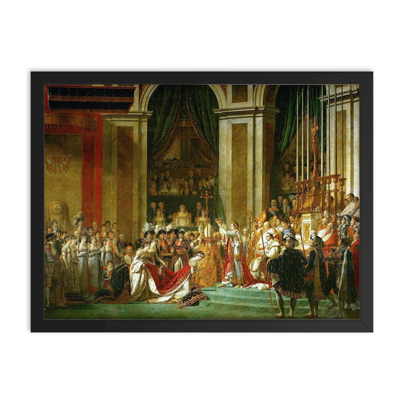 The Coronation of Napoleon by Jacques-Louis David framed print on a plain backdrop in size 18