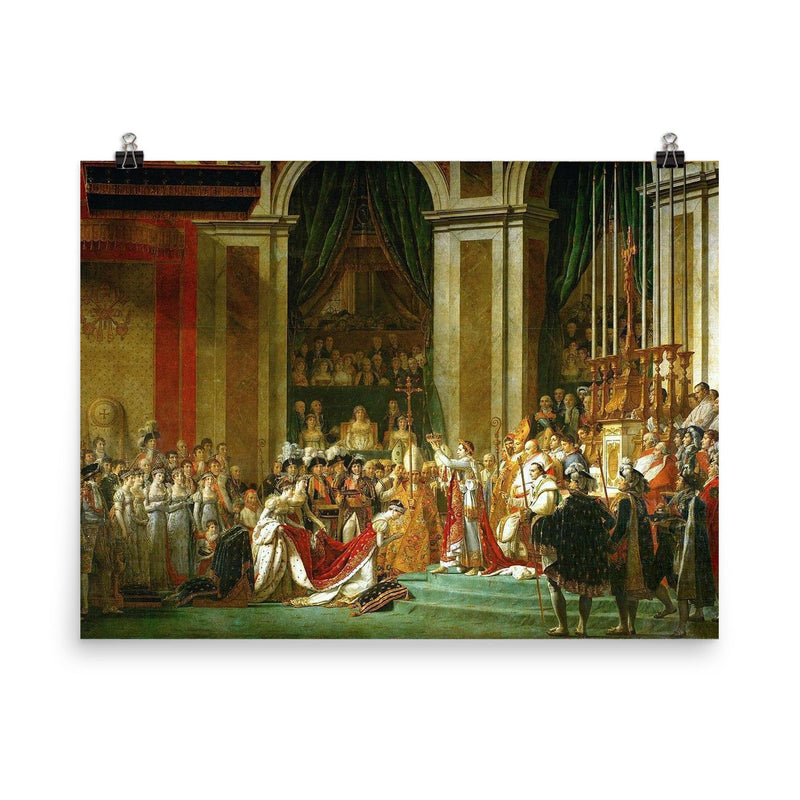 The Coronation of Napoleon by Jacques-Louis David poster on a plain backdrop in size 8
