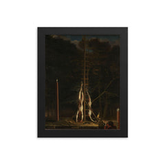 The Corpses of the De Witt Brothers by Jan de Baen, 1675 framed print on a plain backdrop in size 8"x10".