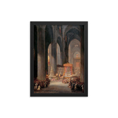 The Corpus Christi Procession Inside Seville Cathedral framed print on a plain backdrop in size 12"x16".