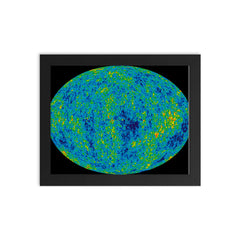 The Cosmic Microwave Background map of the universe framed print on a plain backdrop in size 8"x10".