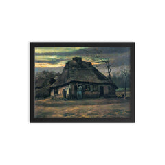 The Cottage by Vincent van Gogh, 1885 framed print on a plain backdrop in size 12"x16".