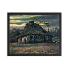 The Cottage by Vincent van Gogh, 1885 framed print on a plain backdrop in size 16"x20".