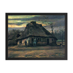 The Cottage by Vincent van Gogh, 1885 framed print on a plain backdrop in size 18"x24".