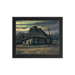 The Cottage by Vincent van Gogh, 1885 framed print on a plain backdrop in size 8"x10".