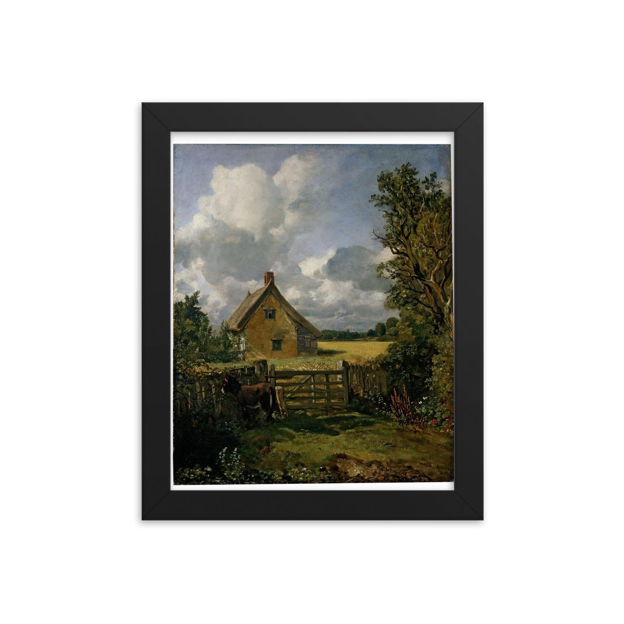 The Cottage in a Cornfield by John Constable, 1817-1833 framed print on a plain backdrop in size 8"x10".