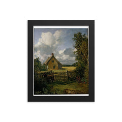The Cottage in a Cornfield by John Constable, 1817-1833 framed print on a plain backdrop in size 8"x10".