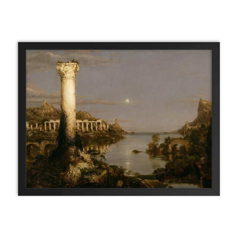 The Course of Empire: Desolation by Thomas Cole, 1836 framed print on a plain backdrop in size 18