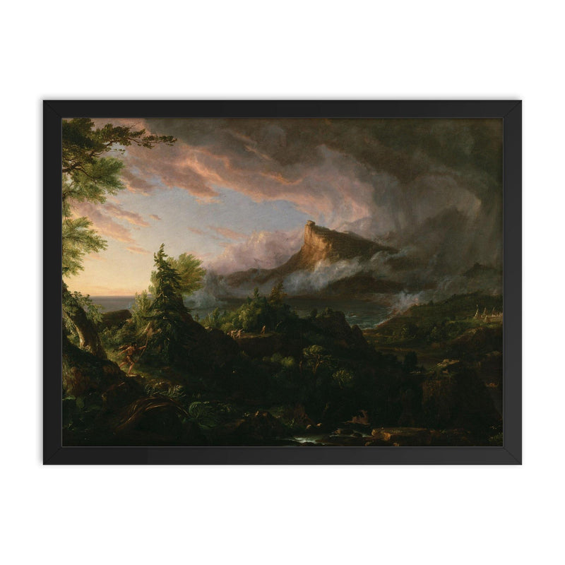 The Course of Empire: The Savage State by Thomas Cole, 1834 framed print on a plain backdrop in size 18