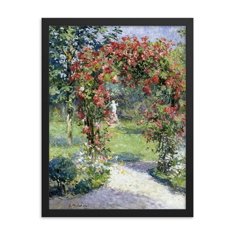 The Crimson Rambler by Gari Melchers framed print on a plain backdrop in size 18
