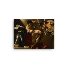 The Crowning with Thorns by Caravaggio canvas print on a plain backdrop in size 12"x16".
