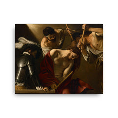 The Crowning with Thorns by Caravaggio canvas print on a plain backdrop in size 16"x20".
