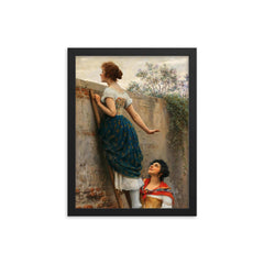 The Curious by Eugen von Blaas framed print on a plain backdrop in size 12"x16".