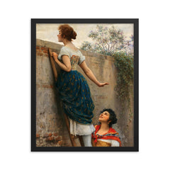 The Curious by Eugen von Blaas framed print on a plain backdrop in size 16"x20".