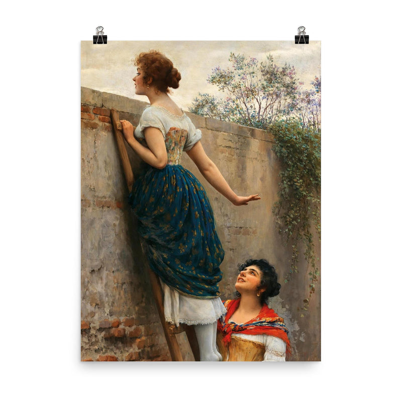 The Curious by Eugen von Blaas poster on a plain backdrop in size 8