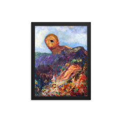 The Cyclops by Odilon Redon framed print on a plain backdrop in size 12"x16".