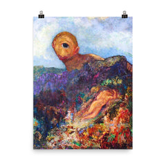 The Cyclops by Odilon Redon poster on a plain backdrop in size 8"x10".
