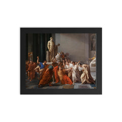 The Death of Caesar by Vincenzo Camuccini framed print on a plain backdrop in size 8"x10".