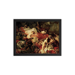 The Death of Sardanapalus by Eugène Delacroix, 1827 framed print on a plain backdrop in size 12"x16".