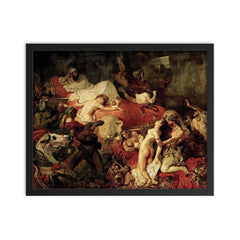 The Death of Sardanapalus by Eugène Delacroix, 1827 framed print on a plain backdrop in size 16"x20".