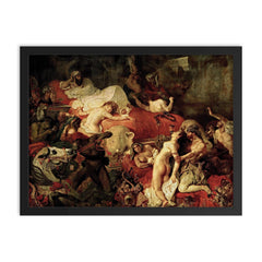 The Death of Sardanapalus by Eugène Delacroix, 1827 framed print on a plain backdrop in size 18"x24".