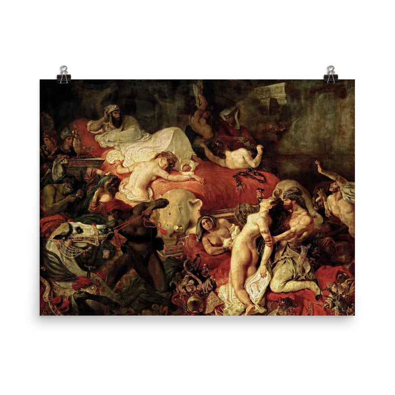 The Death of Sardanapalus by Eugène Delacroix, 1827 poster on a plain backdrop in size 8